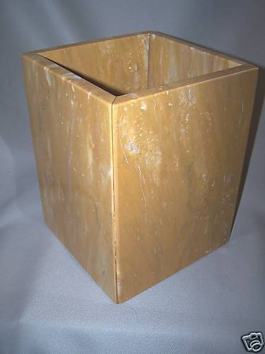 LABRAZEL Natural Mango Marble Waste Basket Trash Can Hand Made Italy New