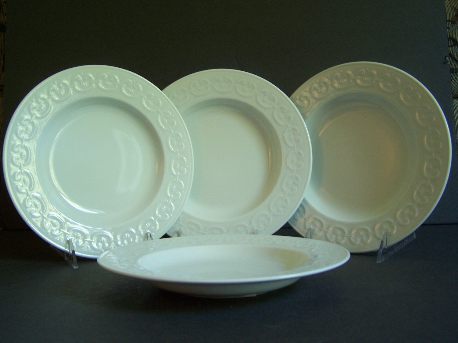 WATERFORD Grafton Street Rim Soup Plates Set/4 New