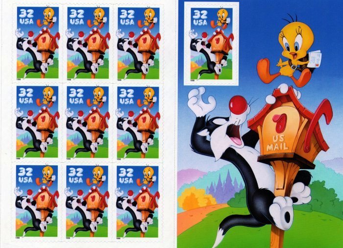 Scott #3204 Sylvester Tweety Looney Tunes Stamps Mint Sheet 10 x 32¢