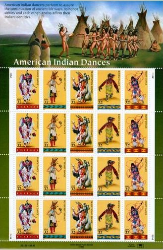 Scott #3072 American Indian Dances sheet 20x 32¢