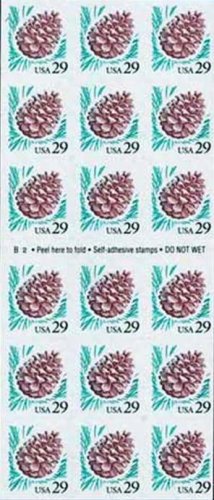 Scott #2491a Pinecone Booklet Pane of 18 x 29¢