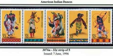 Scott #3076a American Indian Dancers stamp block of 4 x 32¢