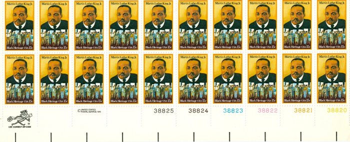 Scott #1771 Martin Luther King 1979 stamp plate block 20 x 15¢