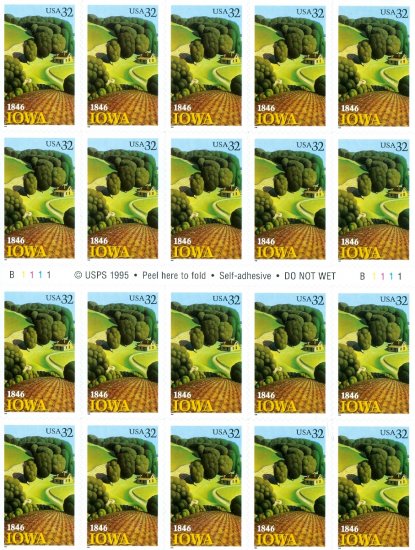 Scott #3088 Iowa Statehood – 150th Anniversary sheet 20 x 32¢