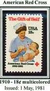 Scott #1910 American Red Cross – The Gift of Self 1881-1981 single stamp 18¢