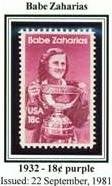 Scott #1932 Babe Zaharias single stamp 18¢