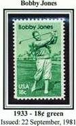 Scott #1933 Bobby Jones – golfer, single stamp 18¢