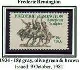 Scott #1934 Frederic Remington â American Sculptor - single stamp 18¢
