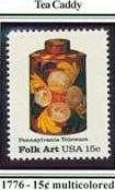 Scott #1776 Pennsylvania Toleware – Tea Caddy single stamp 15¢