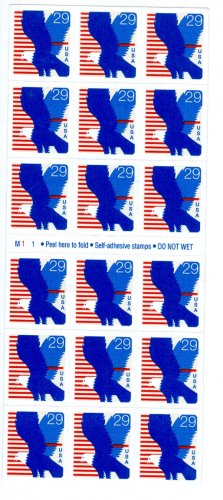 Scott #2598 EAGLE. 1994 Self-adhesive Booklet stamp pane 18 x 29¢