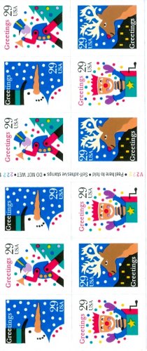 Scott #2798a CHRISTMAS 1994 4 different stamps - Self-adhesive Booklet stamp sheet 18 x 29¢