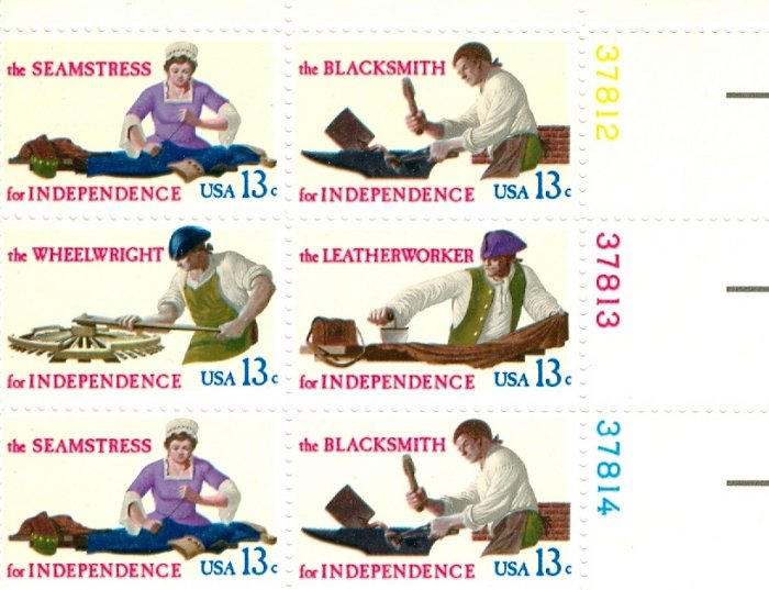 Scott #1720a, Scott #1716-1720 Skilled Hands for Independence July 1977 stamp plate block 6 x13¢