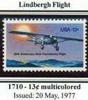Scott #1740 LINDBERGH FLIGHT – SPIRIT OF ST. LOUIS single stamp denomination: 13¢