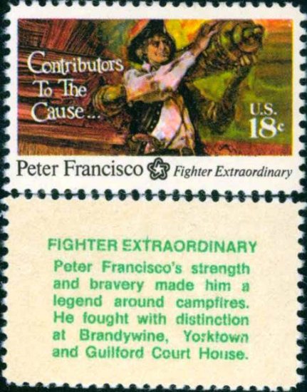 Scott #1562 AMERICAN BICENTENNIAL - Peter Francisco 1975 single stamp denomination: 13¢