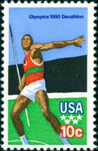 Scott #1790 OLYMPIC GAMES – decathlon - Javelin 1979 single stamp denomination: 10¢