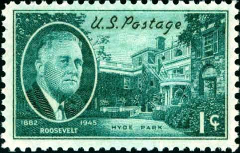 Scott #930 FRANKLIN D. ROOSEVELT – Hyde Park Residence 1945 single stamp denomination: 1¢