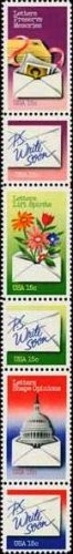 Scott #1810a NATIONAL LETTER WRITING WEEK 1980 strip of 6 stamps denomination: 15¢
