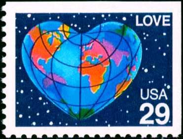 Scott #2536 LOVE - Heart, booklet stamp 1991 single stamp denomination: 29¢