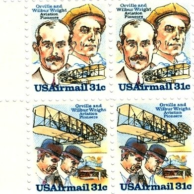Scott #C91 & Scott #C92 WRIGHT BROTHERS 1978 block of 4 airmail stamps denomination: 31¢