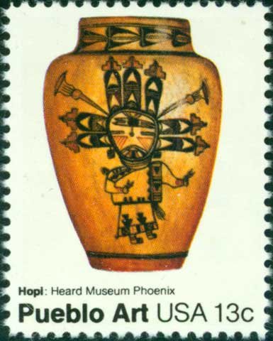 Scott #1708 AMERICAN FOLK ART - Hopi pot 1977 single stamp denomination: 13¢