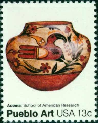 Scott #1709 AMERICAN FOLK ART - Acoma pot 1977 single stamp denomination: 13¢