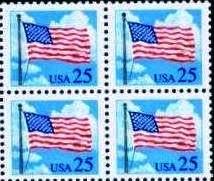 Scott #2278 FLAG OVER CLOUDS 1988 block of 4 denomination: 25¢