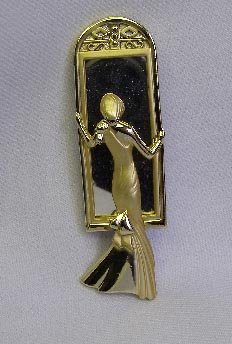Woman Admiring Herself in Mirror Brooch AJC