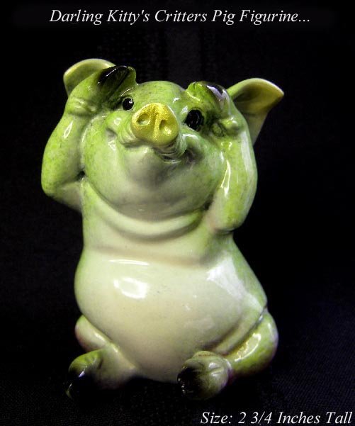 SWEET KITTY'S CRITTERS CANTRELL GREEN PIG FIGURINE