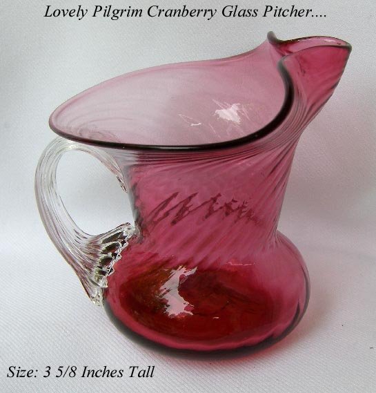 VINTAGE CRANBERRY PINK RED PILGRIM GLASS PITCHER JUG