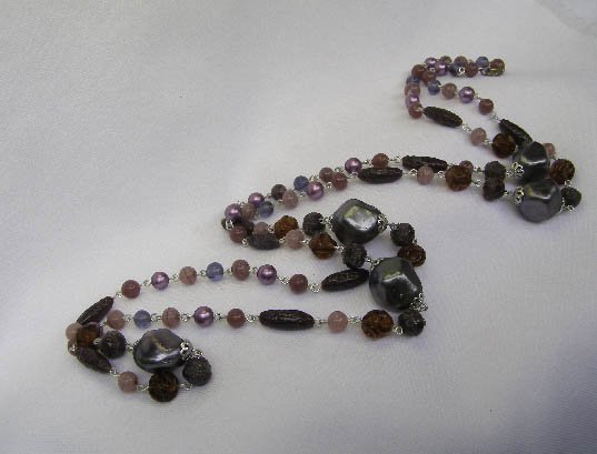 Vintage Purple Flapper Length Bead Necklace 52 Inches