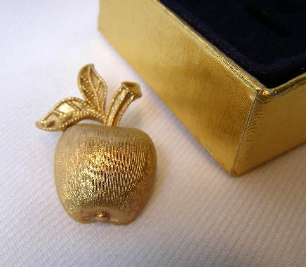 Vintage Avon Apple Brooch Pin with Box