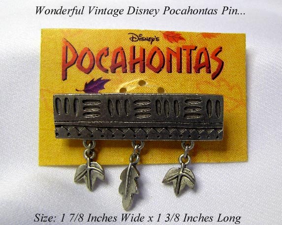 VINTAGE DISNEY POCAHONTAS LEAF CHARM PIN MIC
