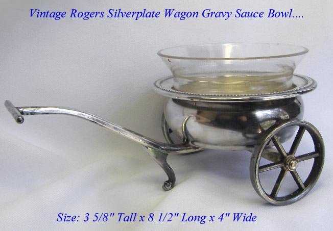 VINTAGE FB ROGERS SILVERPLATE WAGON STYLE GRAVY BOAT