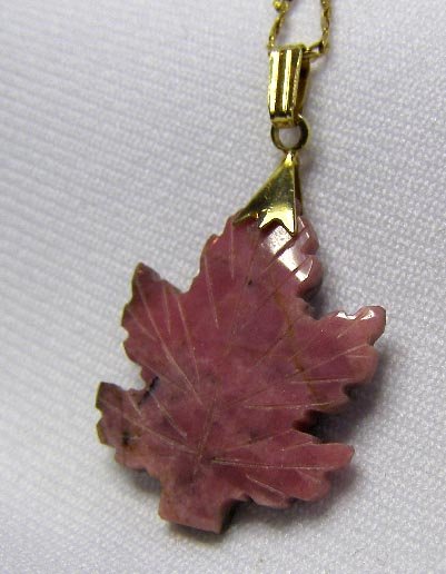 Vintage Red Agate Carved Stone Maple leaf Pendant
