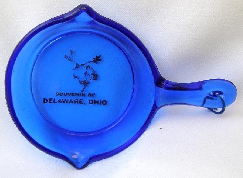 Cobalt Blue Glass Skillet Delaware Ohio Oh Souvenir