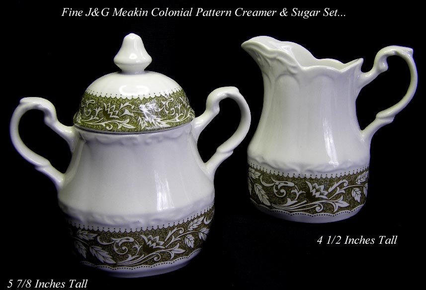 J & G MEAKIN COLONIAL IRONSTONE CREAMER & SUGAR SET