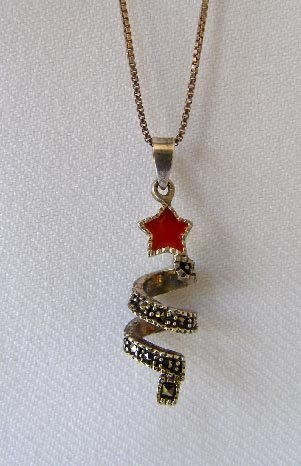 Vintage Sterling Silver Abstract Christmas Tree Pendant
