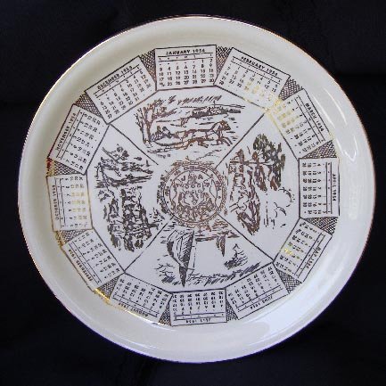 Vintage Homer Laughlin 1954 Calendar Souvenir Plate