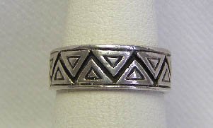 Vintage Sterling Silver Aztec Motif Band Ring Sz 6 3/4