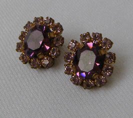 Vintage Purple Amethyst Rhinestone Earrings
