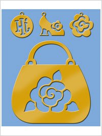 American Traditional Brass Stencil With Charms ROSE PURSE