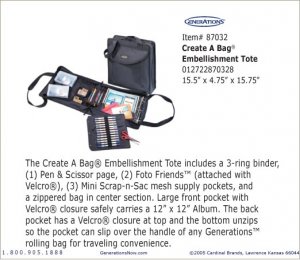 CREATE A BAG Embellishments Tote / Organizer by Generations
