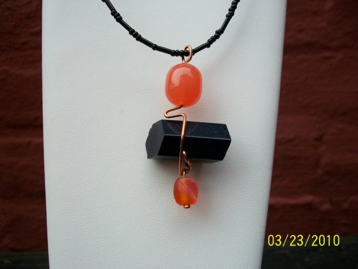 vintage button pendant-orange-y