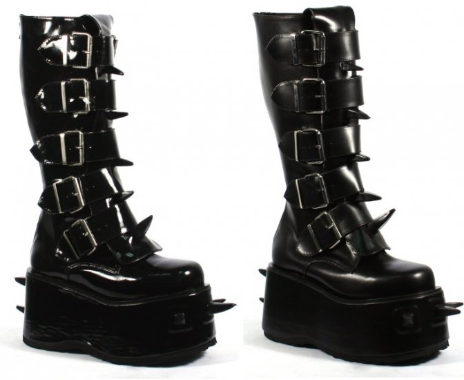 "Wicked" - Men's Buckled Platform Boots with Spike Accents