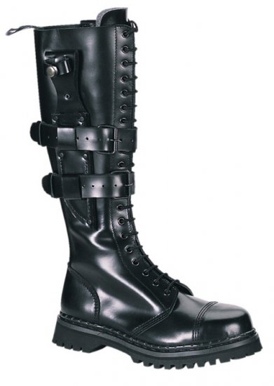 "Predator" - Men's Knee High Lace Up Leather Combat Boots with Buckled Knife Sheath