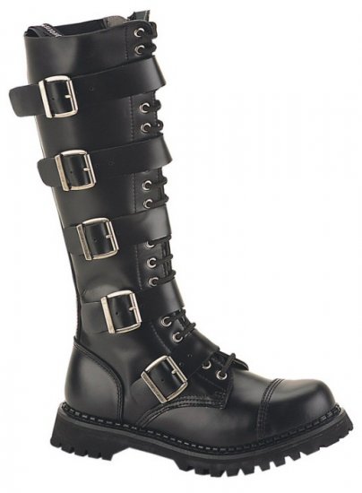 "Riot" - Men's Knee High Lace Up Leather Combat Boots with Buckles