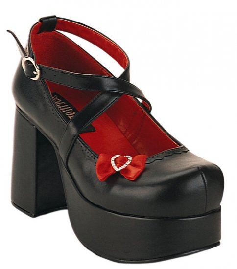 "Abbey" - Women's Block Heel Shoes with Criss Cross Ankle Strap & Satin Bow