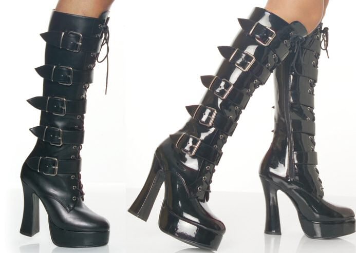 Electra - Women's Knee High Boots with Lace Up Front and Multi Buckle Design