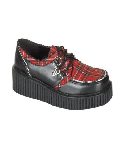 Creeper - Women's Creepers 2" Platform Black Pinstripe Shoe W/Zipper Trim