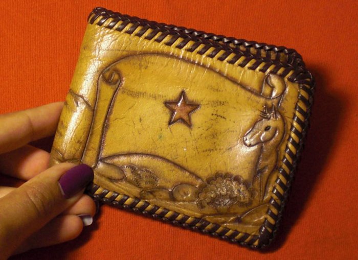 AMAZING HAND MADE CARVED LEATHER BILLFOLD!